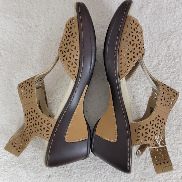 Jambu JBU Chloe Tan Peep Toe T Strap Vegan Wedge Sandal  Sz 10M NEW - Picture 4 of 14